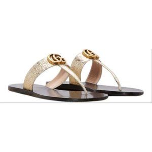 Gucci Silver Marmont Leather With Double G Sandal… - image 1